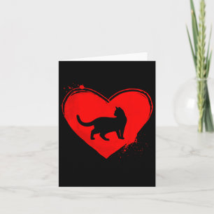 Cat Silhouette Heart Shape Valentine Cat Lovers  Card