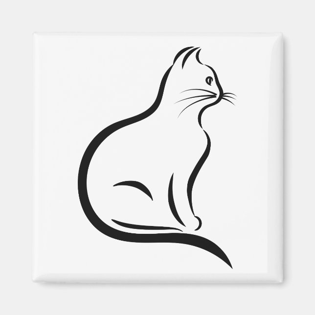 Cat silhouette illustration magnet (Front)