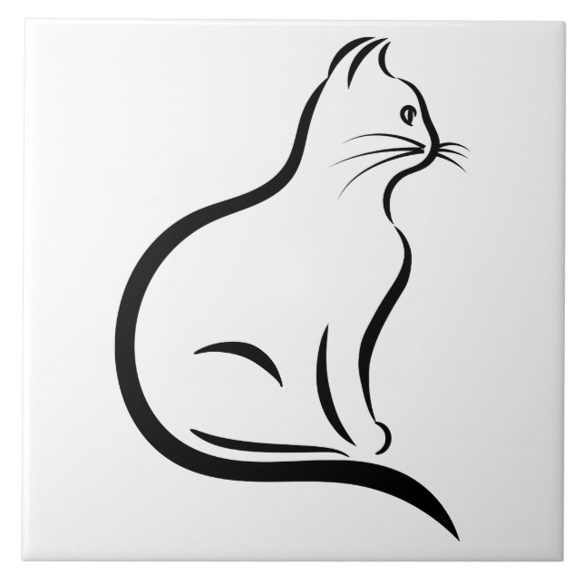 Cat silhouette illustration tile (Front)