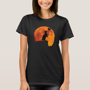 Cat Silhouette in Full Moon with a Heart. Beautifu T-Shirt
