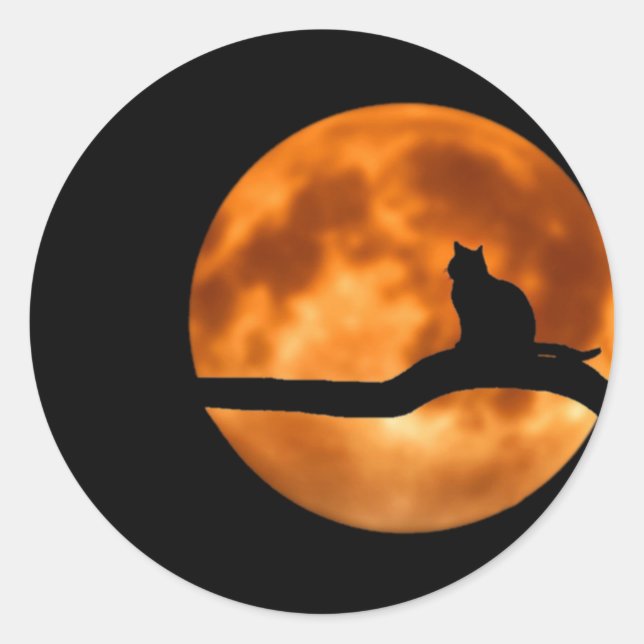 Cat Silhouette Moonlight Sticker (Front)