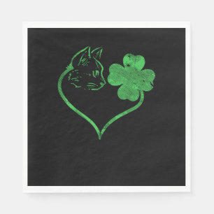 Cat Silhouette Shamrock St Patricks Day Kitten Lov Napkin