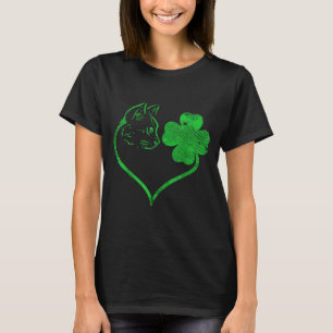 Cat Silhouette Shamrock St Patricks Day Kitten Lov T-Shirt