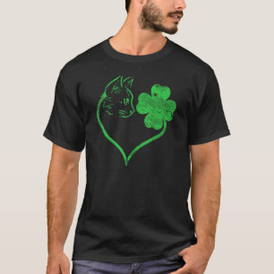 Cat Silhouette Shamrock St Patricks Day Kitten Lov T-Shirt