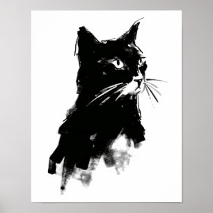 Cat silhouette Small Poster