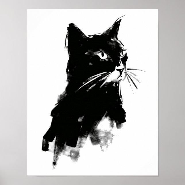 Cat silhouette Small Poster (Front)
