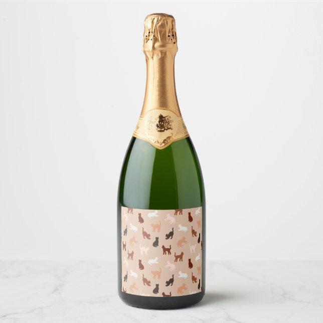 Cat silhouette sparkling wine label (Front)