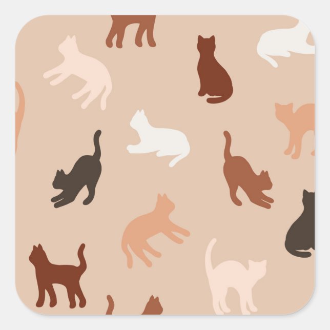 Cat silhouette square sticker (Front)
