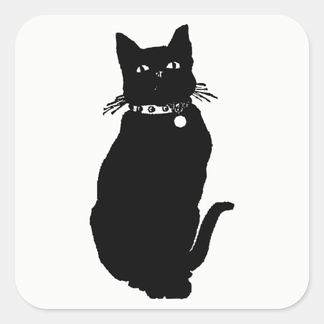 Cat Silhouette Square Sticker (Front)
