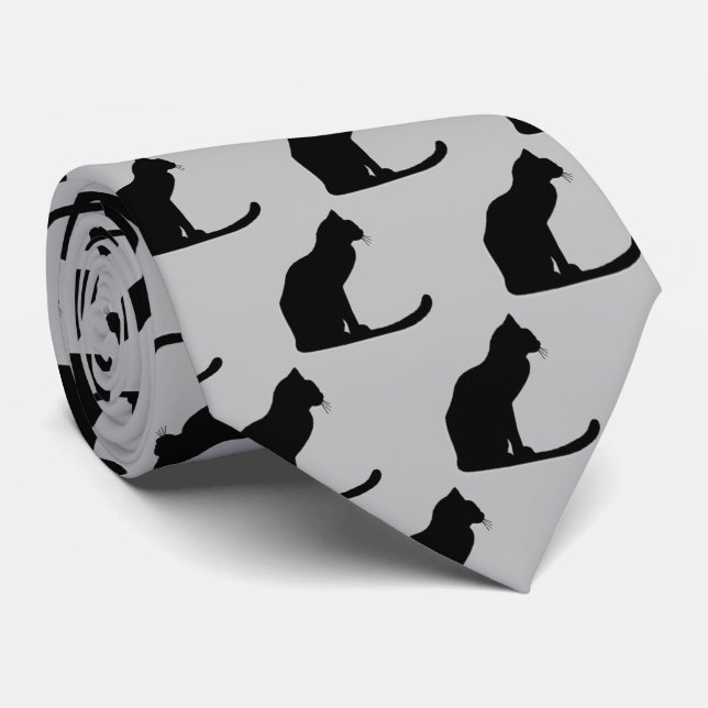 Cat Silhouette Tie (Rolled)