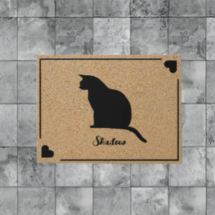 Cat Silhouette With Personalised Monogram Name Doormat