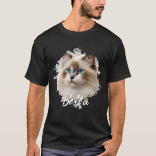 Cat Simple Modern Cool Typography Name and Photo T-Shirt