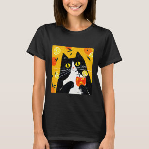 cat Sipping Orange Drink in a Cool Manner T-Shirt