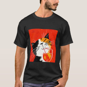 cat Sipping Orange Drink in a Cool Manner T-Shirt