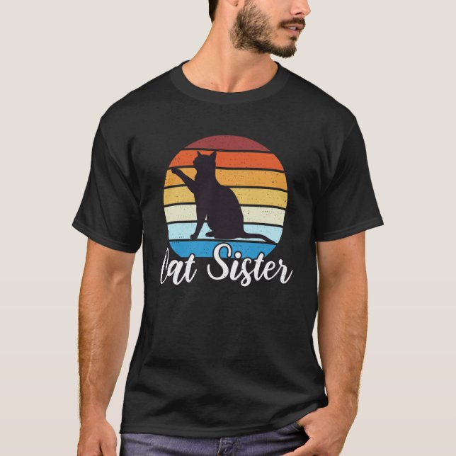 Cat Sister Retro Vinatge T-Shirt (Front)