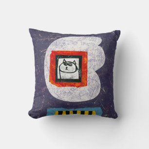 Cat Sits For Yearbook Photo Throw Pillow