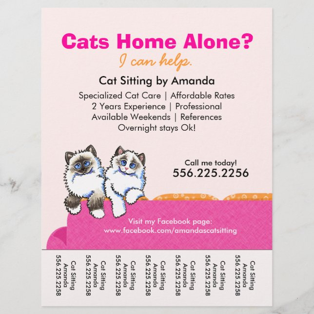 Cat Sitter Ad Ragdoll Pink Couch Tear Sheet (Front)