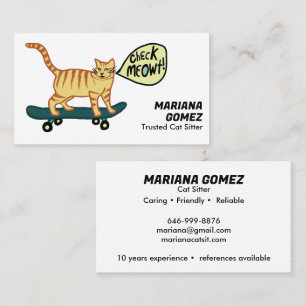 Cat Sitter Cute Check Meowt Kittens Cats Vets Business Card