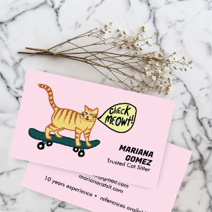 Cat Sitter Cute Check Meowt Kittens Cats Vets Business Card