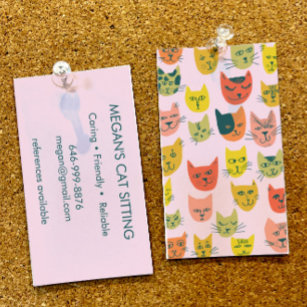 Cat Sitter Cute Colorful Funny Kittens Cats Vets  Business Card
