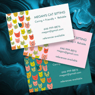 Cat Sitter Cute Colourful Funny Kittens Cats Vets  Business Card