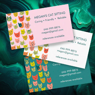 Cat Sitter Cute Colourful Funny Kittens Cats Vets Business Card