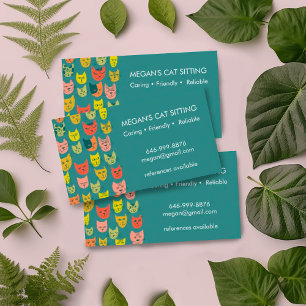 Cat Sitter Cute Colourful Funny Kittens Cats Vets Business Card