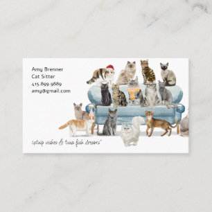 Cat Sitter Watercolor Business Card