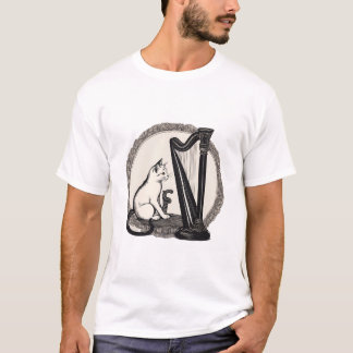 Cat Sitting And Playing Harp Perfect Gift for Cat  T-Shirt