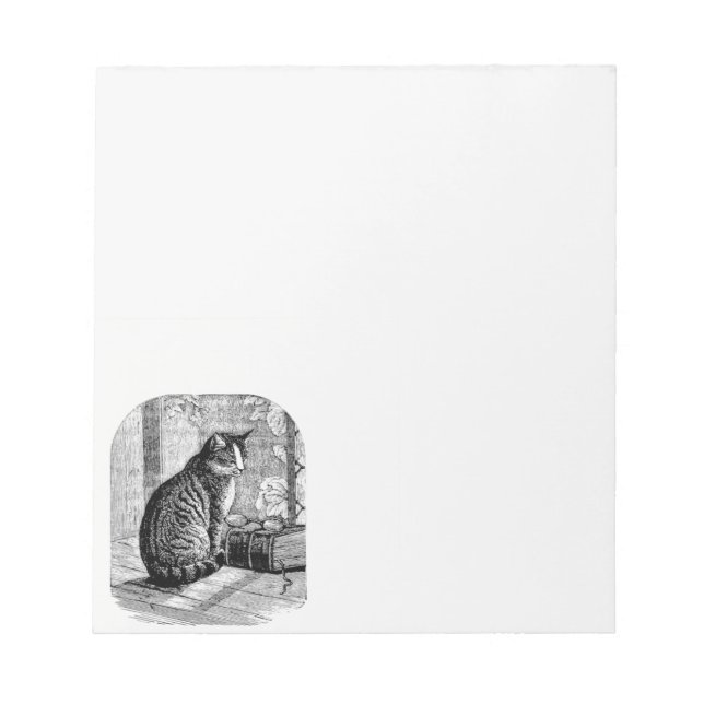 Cat Sitting by Window with Book Notepad (Front)
