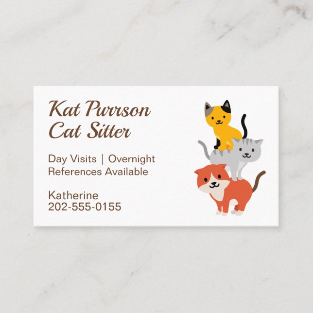 Cat Sitting Cattery Business Card (Front)