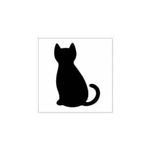 Cat sitting down rubber stamp