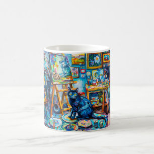 Cat sitting in Painter's Studio Coffee Mug
