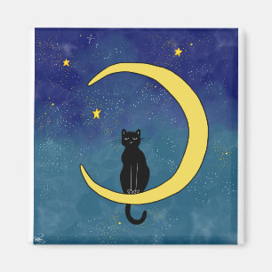 Cat Sitting in the Moon Magnet