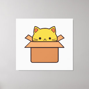 Cat sitting inside cardboard box canvas print