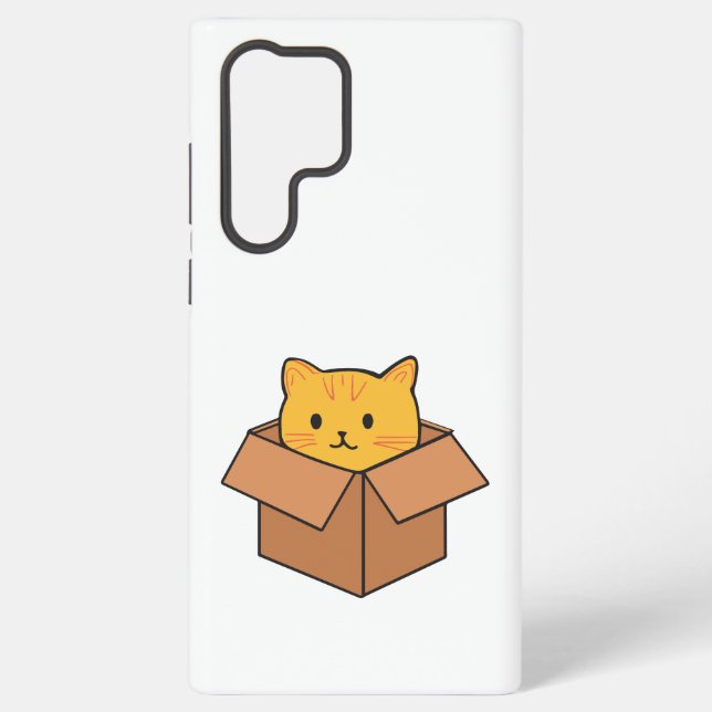 Cat sitting inside cardboard box samsung galaxy s22 ultra case (Back)