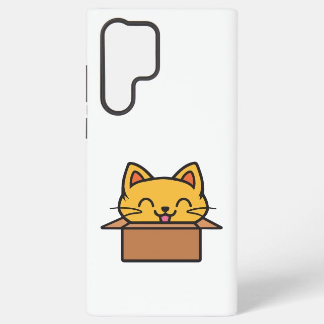 Cat sitting inside cardboard box samsung galaxy s22 ultra case (Back)