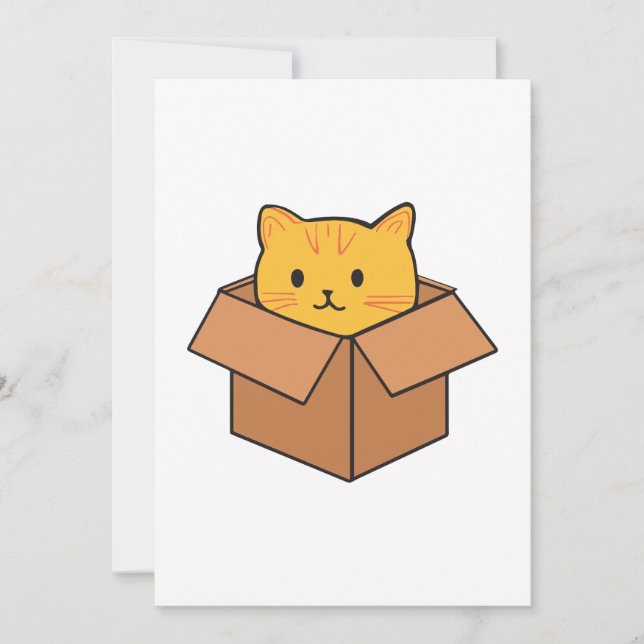 Cat sitting inside cardboard box thank you card (Front)