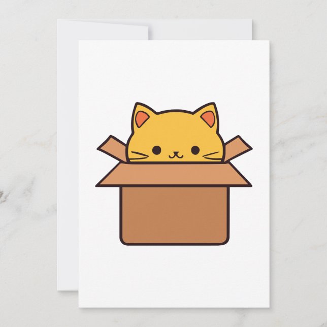 Cat sitting inside cardboard box thank you card (Front)