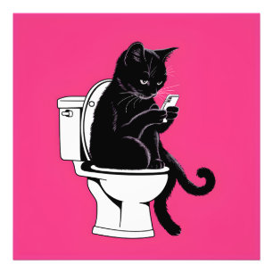 Cat Sitting on a Toilet Photo Print