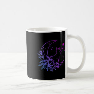 Cat Sitting On Crescent Moon Flowers Stars Women G Coffee Mug