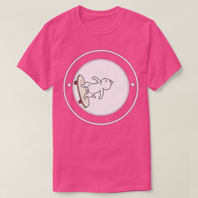 Cat Skateboarding T-Shirt (Design Front)