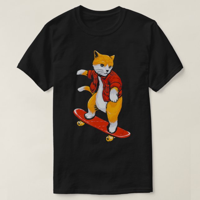 Cat skater cat skateboard cat lover i love dogs  T-Shirt (Design Front)