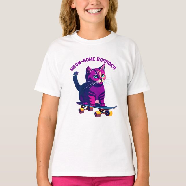Cat Skater Skateboard T-Shirt (Front)