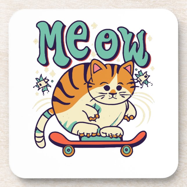 Cat Skating Cat Skating MeowMeow Coaster (Front)