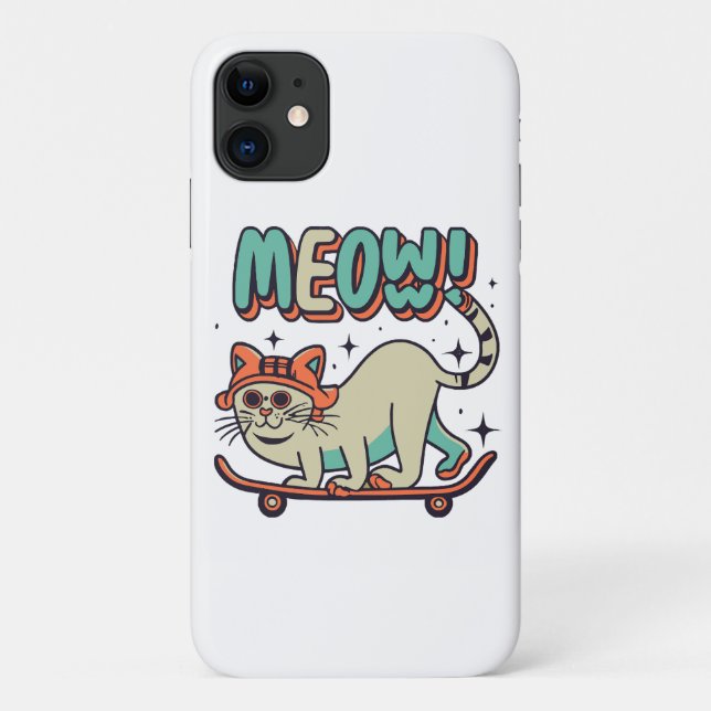 Cat Skating Meow Case-Mate iPhone Case (Back)