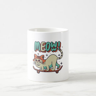 Cat Skating Meow Coffee Mug