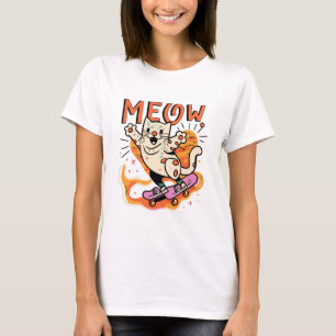 Cat Skating Meow T-Shirt