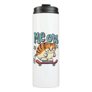 Cat Skating Meow Thermal Tumbler