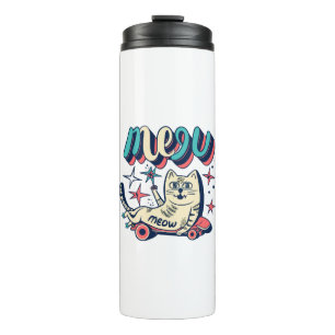 Cat Skating Meow Thermal Tumbler